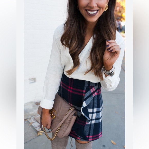 J Crew Plaid Wool Ruffle Houndstooth Skirt 10 - Picture 2 of 10